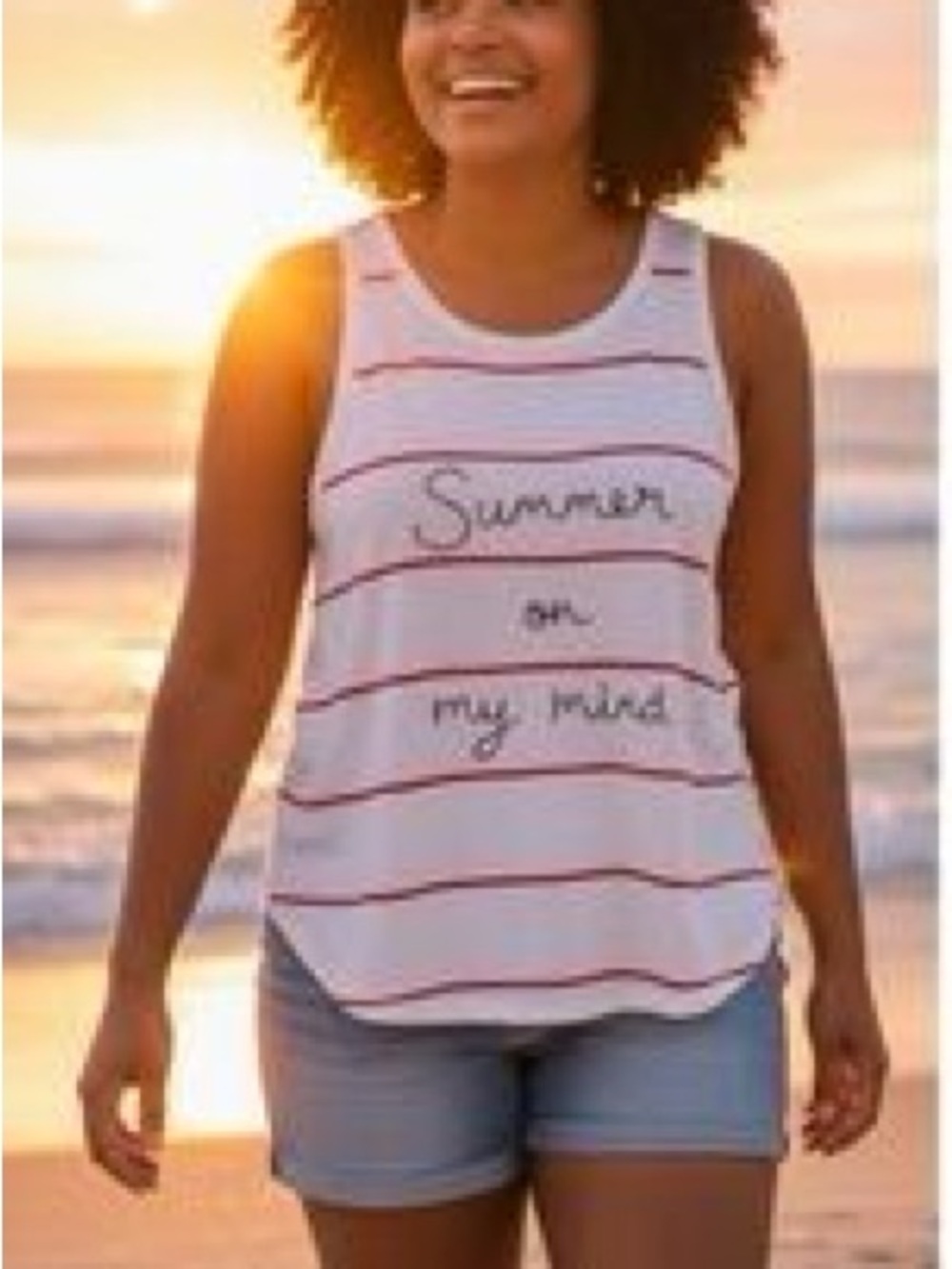 LOFT Summer On My Mind Striped Tank‎ Top Medium
